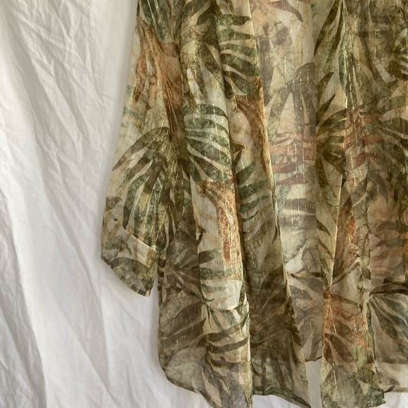 Chico's Batik Palms Sheer 3/4 Sleeve Jacket Size 3 / Large - Picture 6 of 11